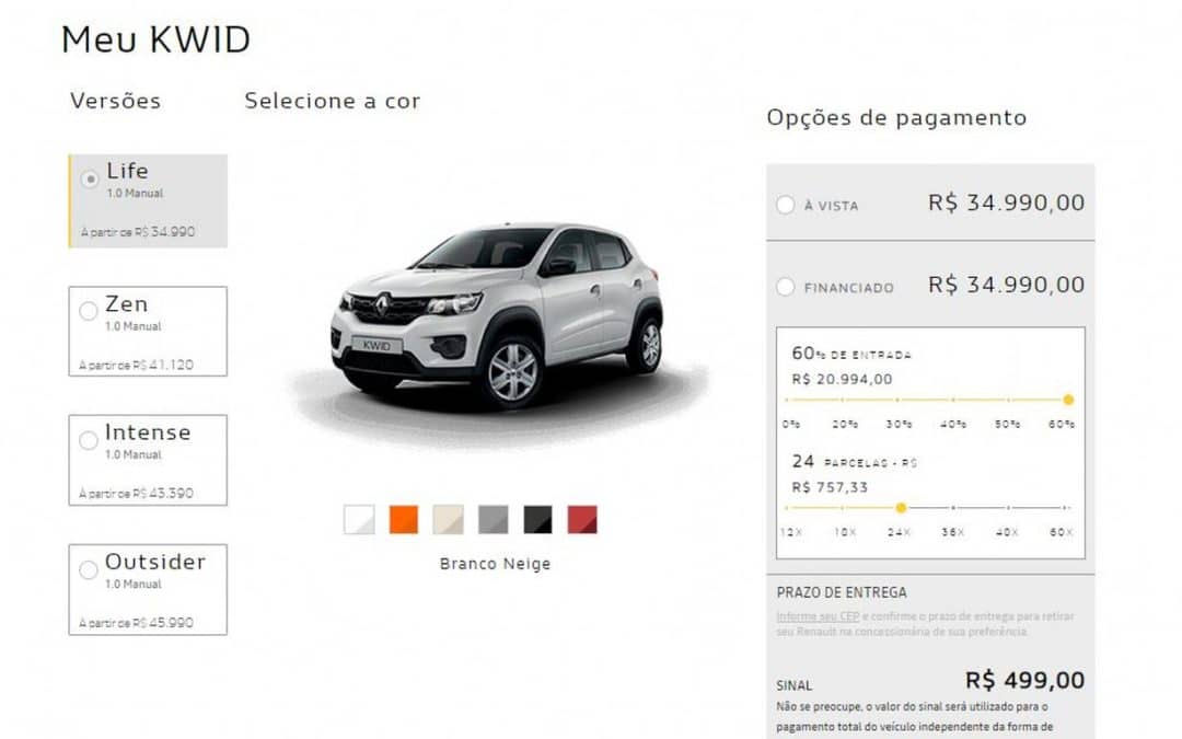 Renault passa a vender 100% da linha pela internet