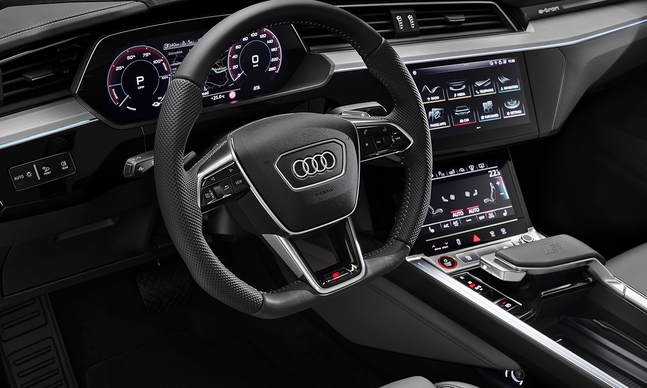 The interior of the Audi e-tron S Sportback
