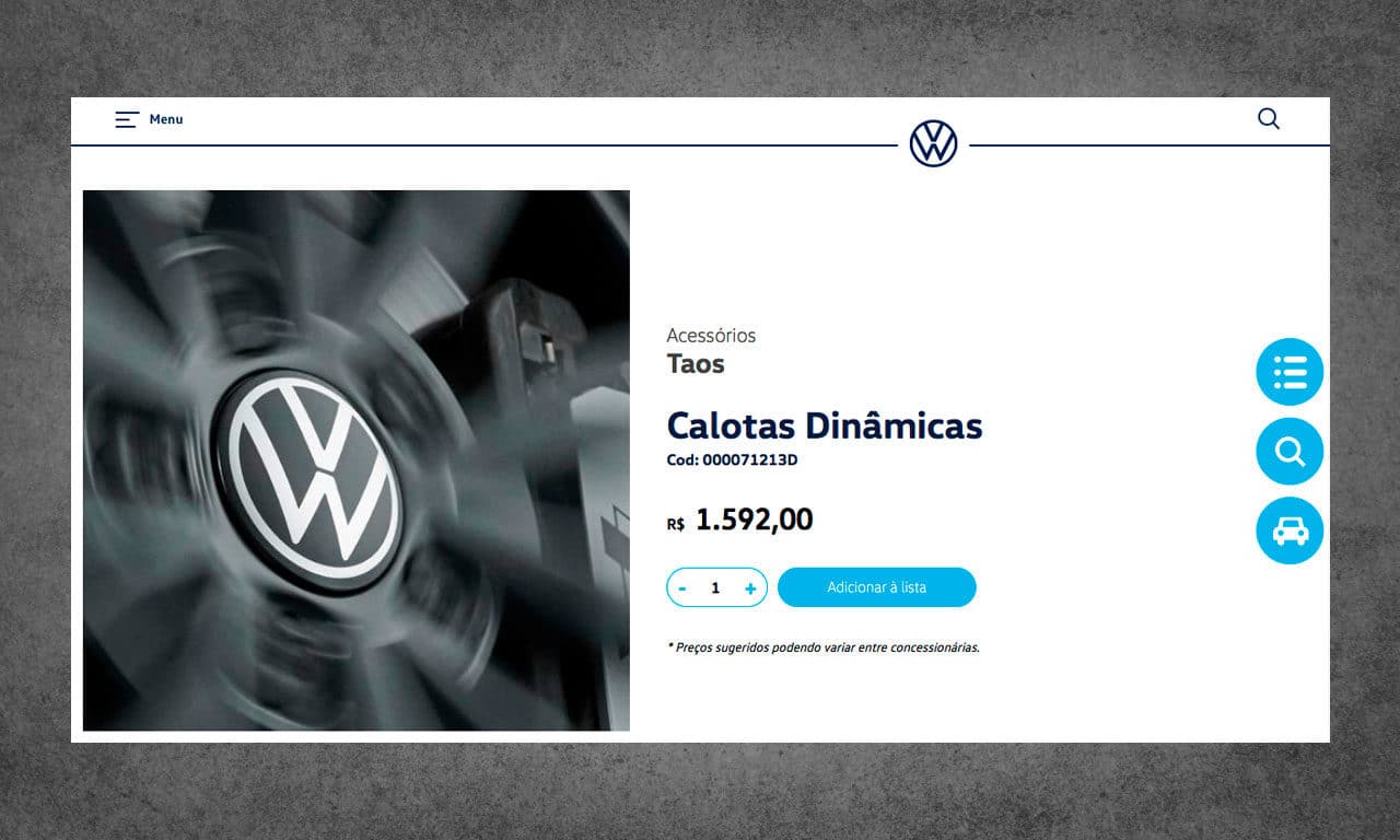 Calotas dinâmicas acessórios Volkswagen