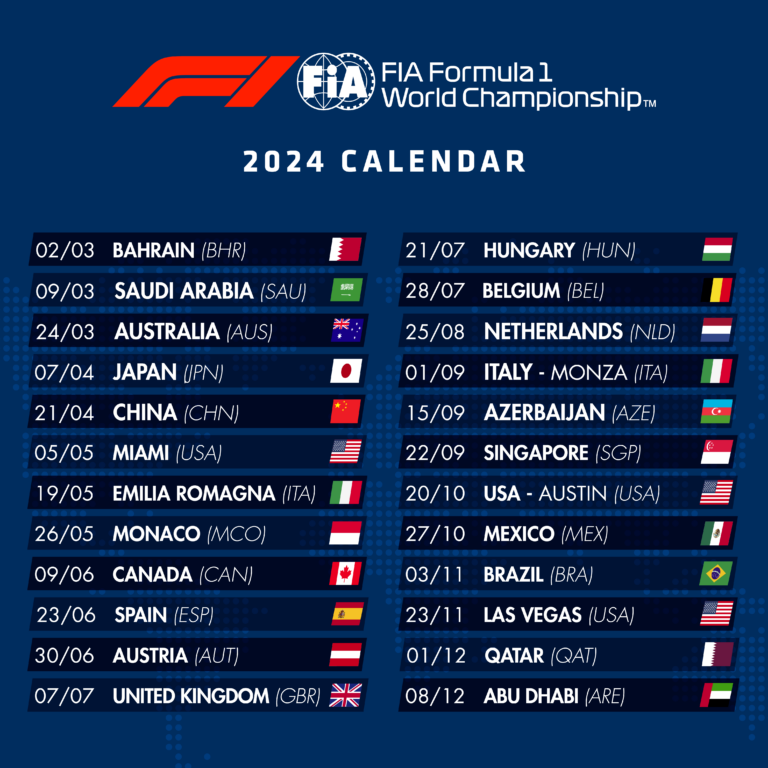 F1 Racing Schedule 2024 Printable Karie Marleen