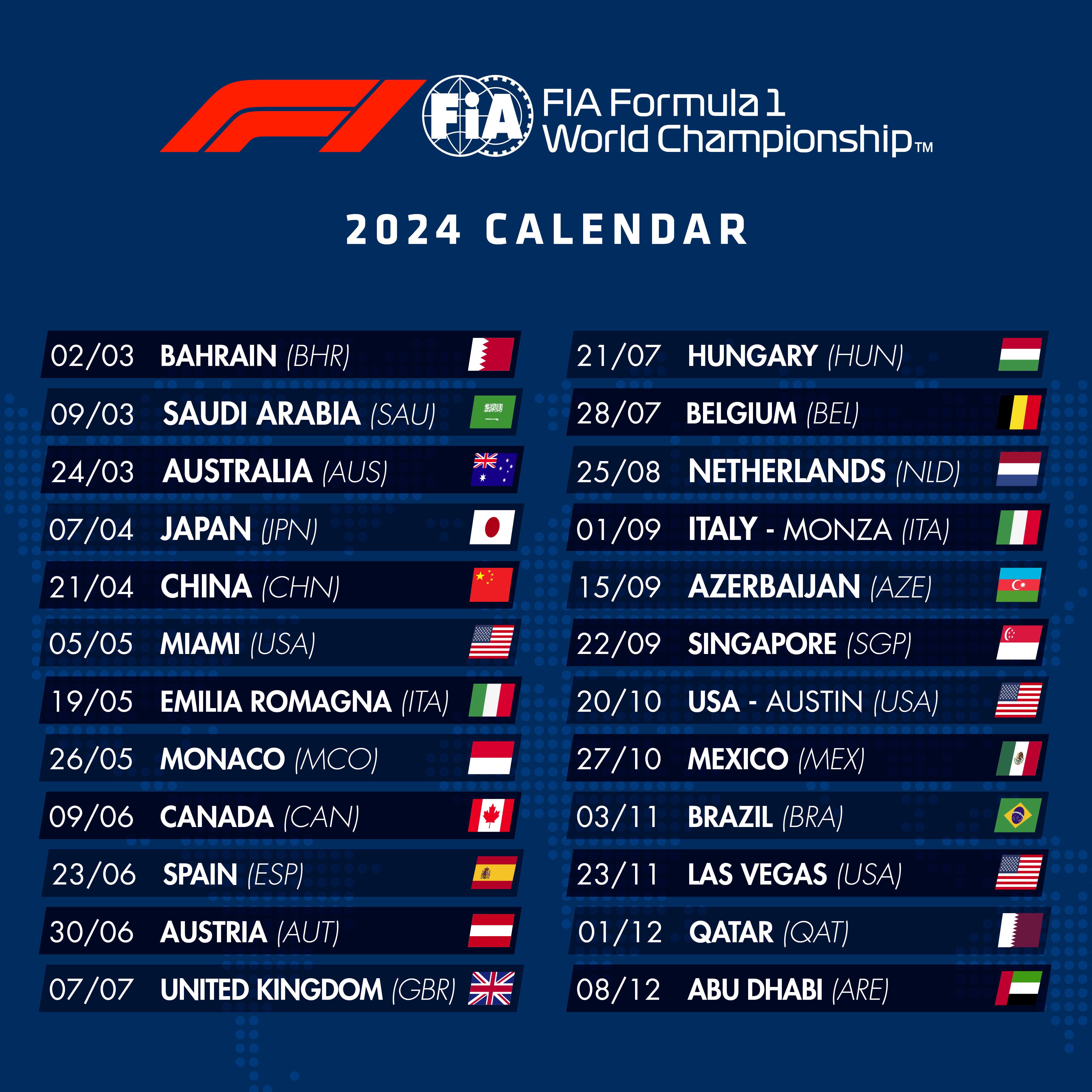 F1 Gp Calendar 2024 Iris Renell
