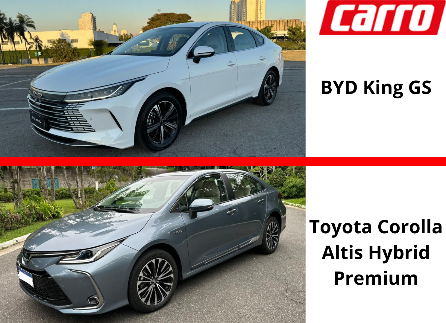 Custo-benefício ou tranquilidade? Comparativo entre Toyota Corolla Hybrid e BYD King