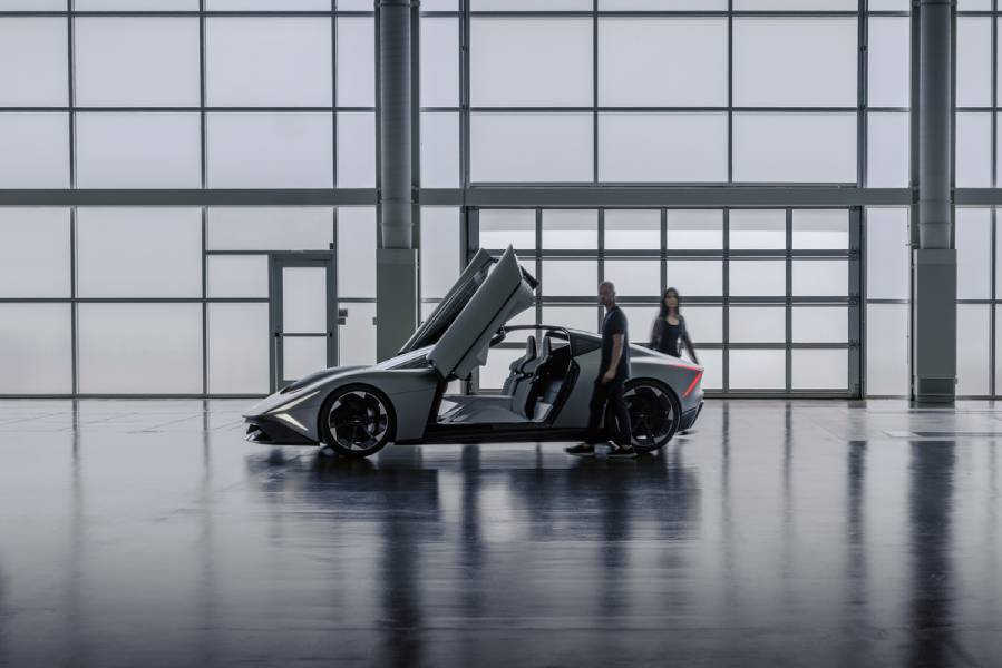 Conceito Acura Nexera Vision cinza visto de lado e com portas abertas