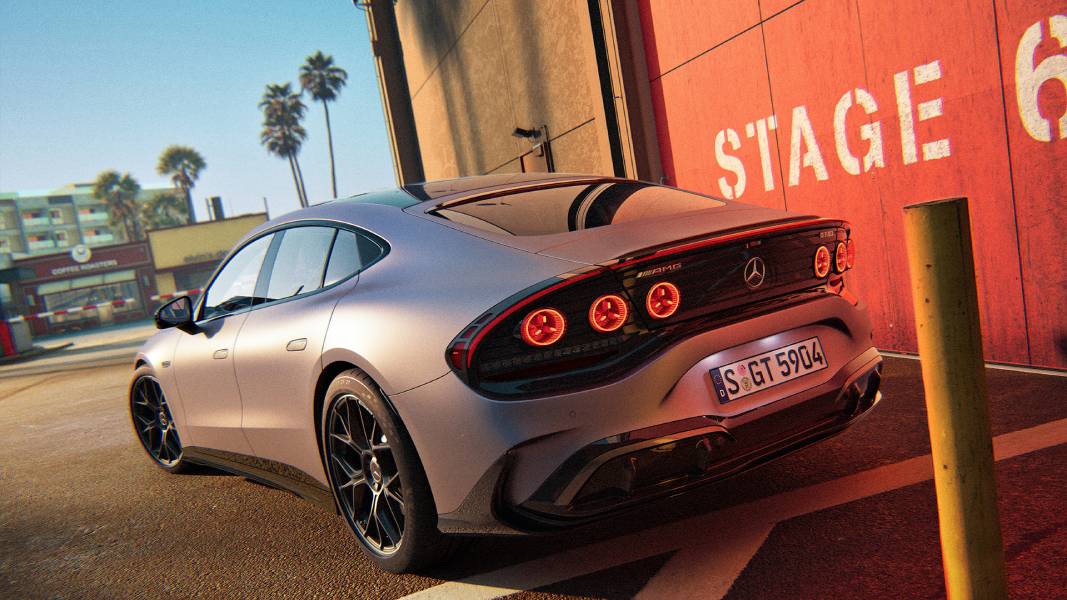 Novo Mercedes-AMG GT 53 Coupé de quatro portas visto de lado