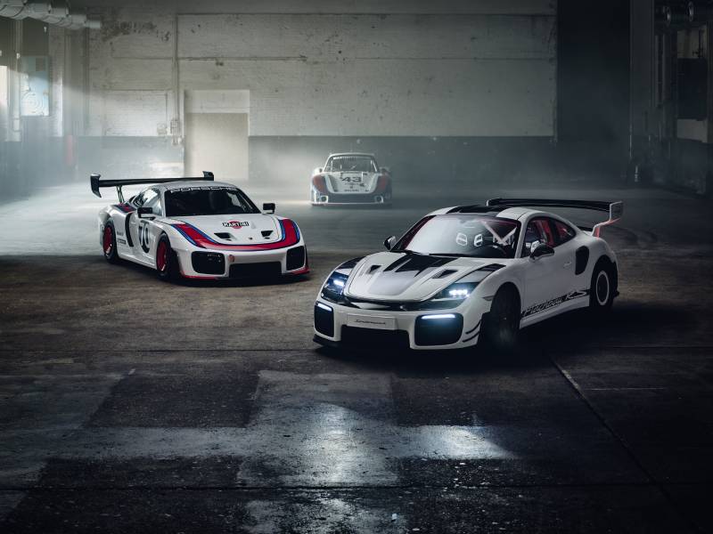 Porsche 911 GT2 RS Moby Dick visto ao lado de outros modelos