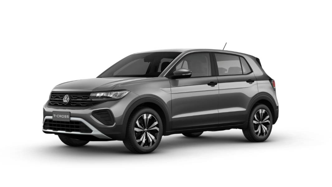 Volkswagen T-Cross Sense Urban cinza visto de lado