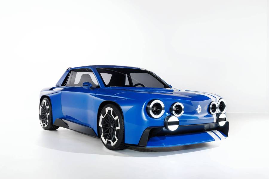 Conceito do Renault 8 Gordini azul visto de frente