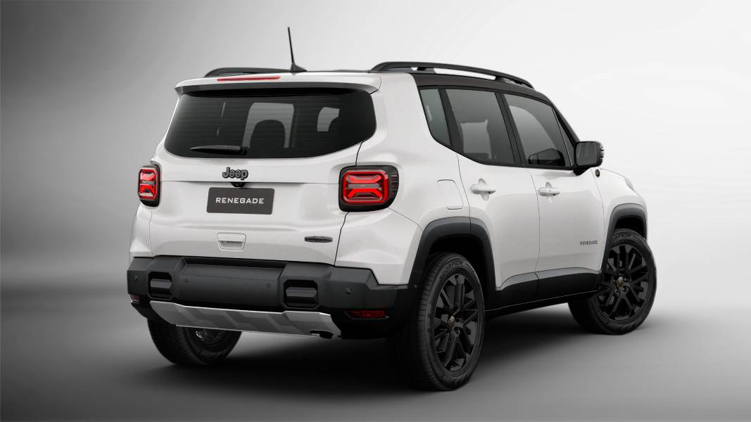 Jeep Renegade 85 Anos branco visto de trás