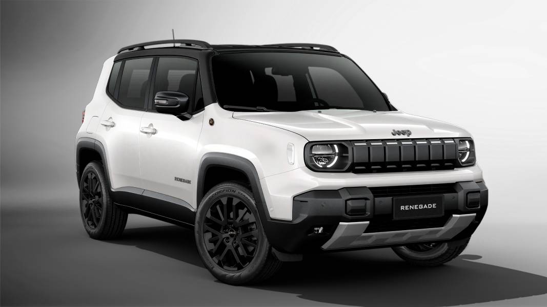 Jeep Renegade 85 Anos branco visto de frente