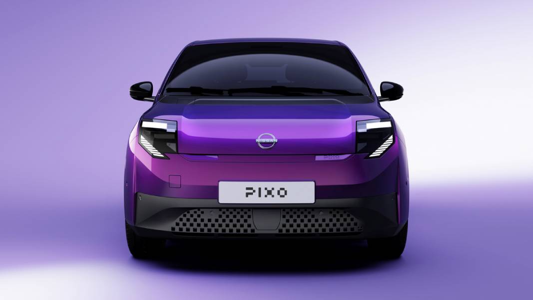 Dianteira do Nissan Pixo roxo