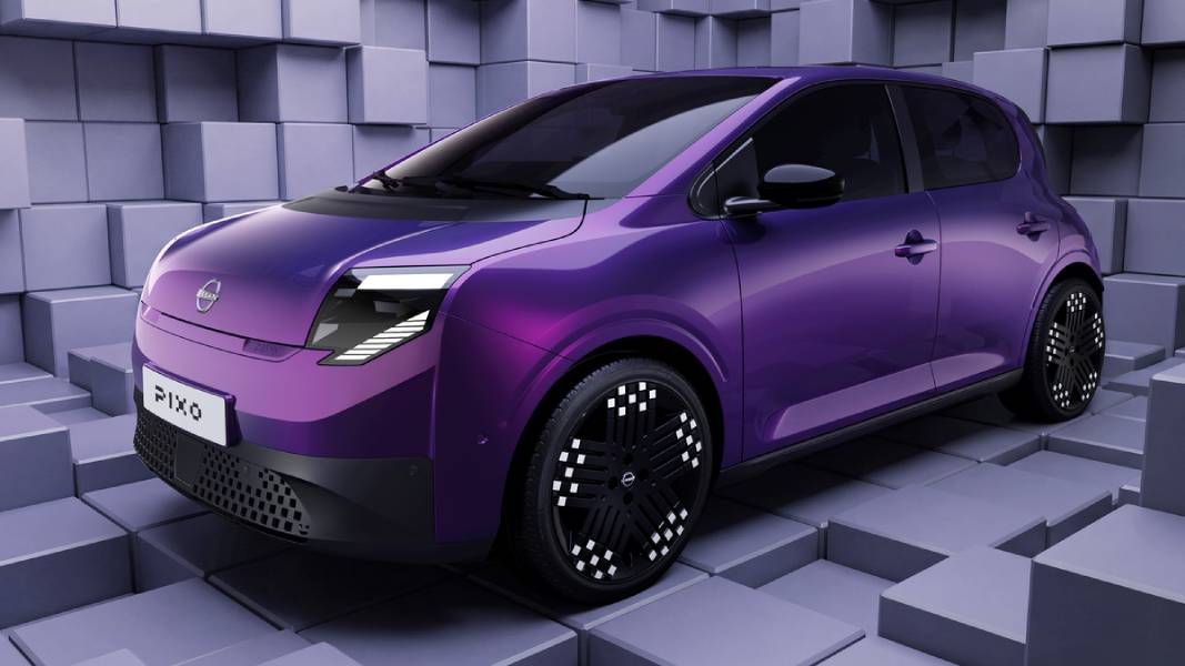 Nissan Pixo roxo visto de frente
