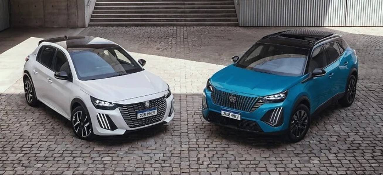 Novos Peugeot 208 e 2008 2027 vistos de frente