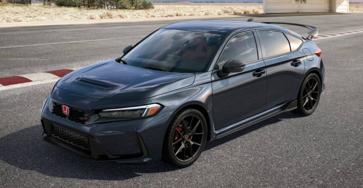Honda Civic Type R 2027 cinza visto de lado