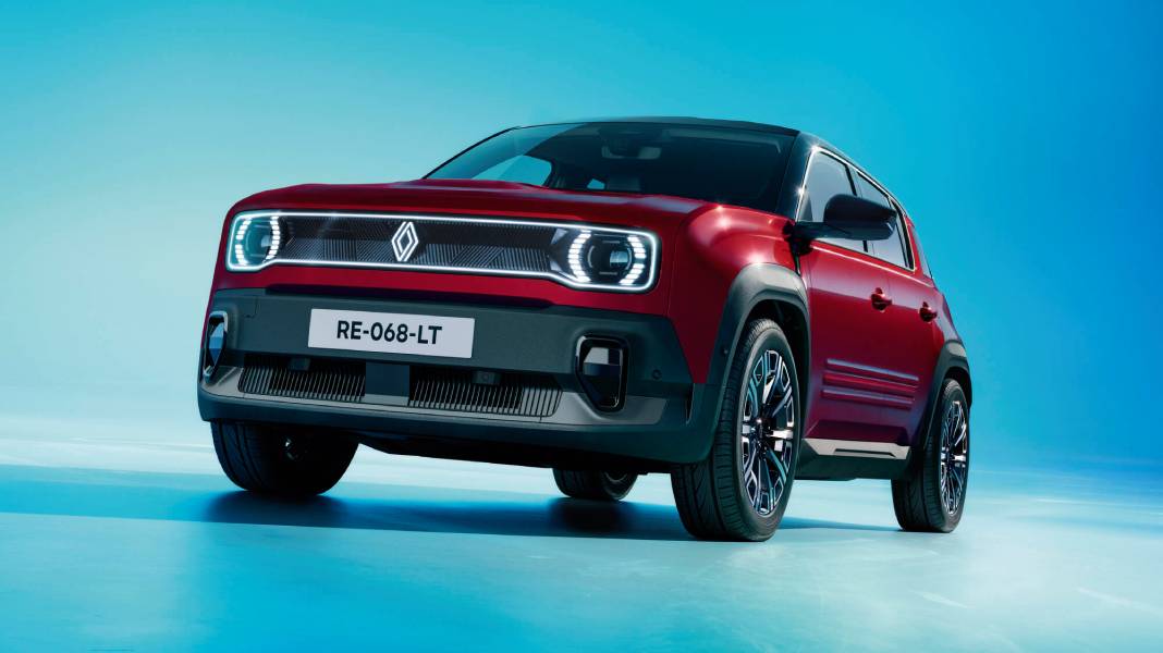 Renault 4 E-Tech electric Plein Sd vinho visto de frente