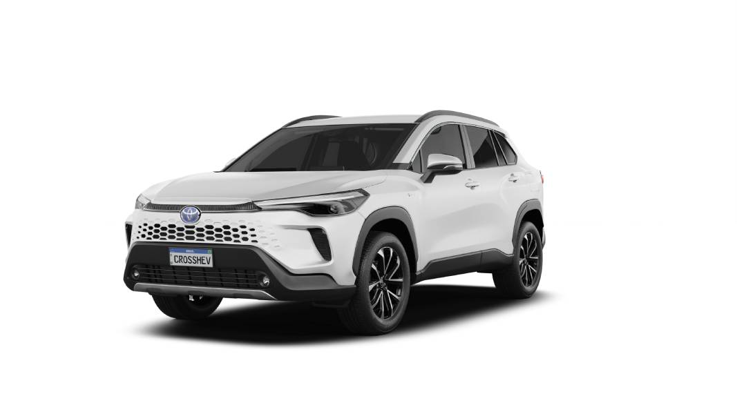 Toyota Corolla Cross XRV Hybrid 2027 branco visto de frente