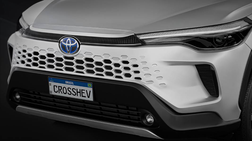 Dianteira do Toyota Corolla Cross XRV Hybrid 2027 branco